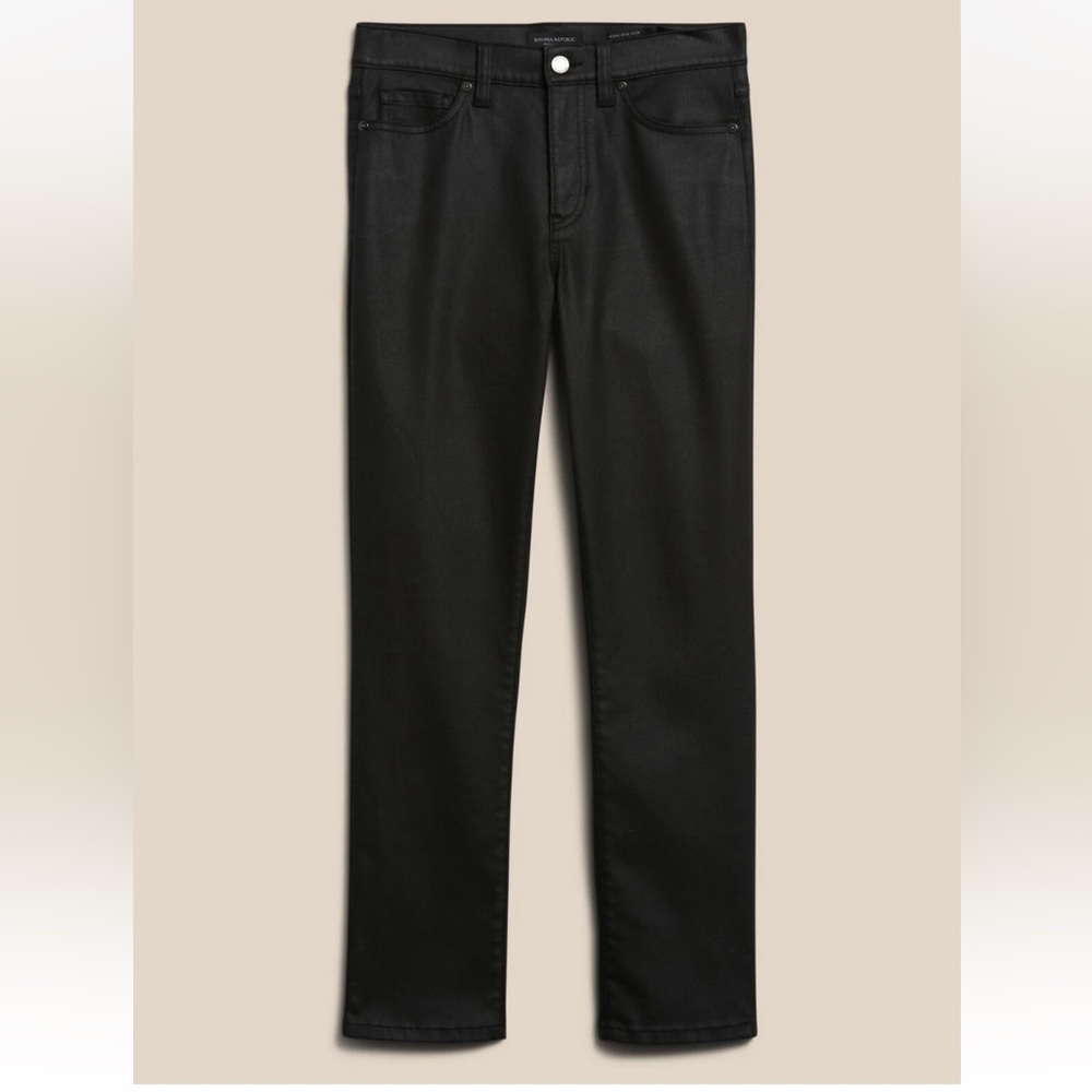 Banana republic high rise slim coated black denim 28 short